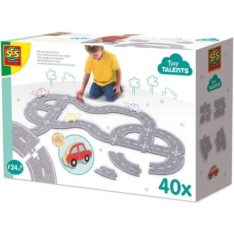 Ses Creative Felt Road Surface, With Car 40 Pieces 1