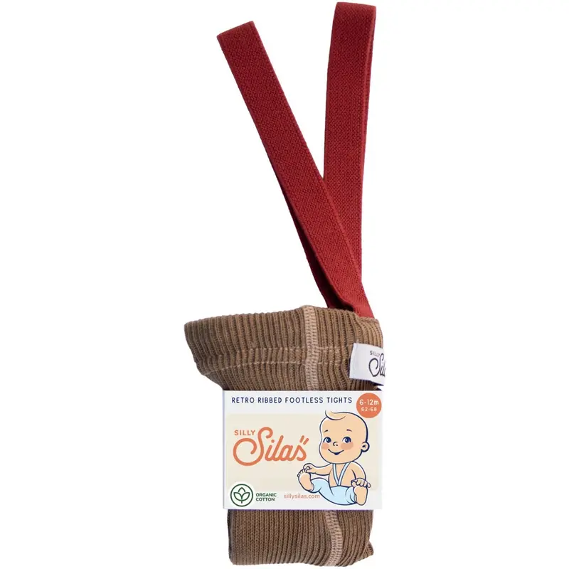 Silly Silas Acorn Brown With Maple Leaf Footless Tights Christmas Edition 1