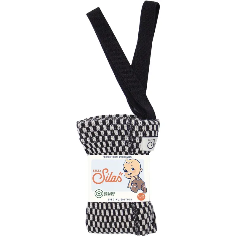 Silly Silas Black X White Checked Special Footed Tights 1