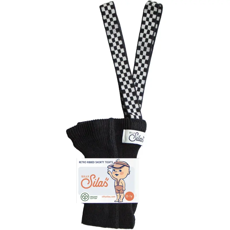 Silly Silas Classic Black Checked Shorty Tights With Braces 1