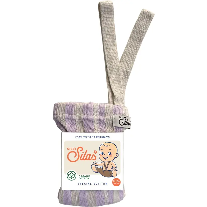 Silly Silas Lavender X Cream Striped Footless Tights Special Edition 1