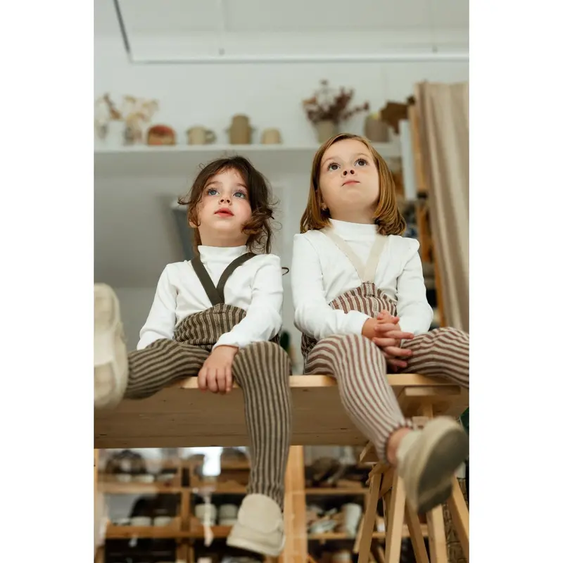 Silly Silas Seaweed Brown X Peanut Striped Special Footed Tights 3