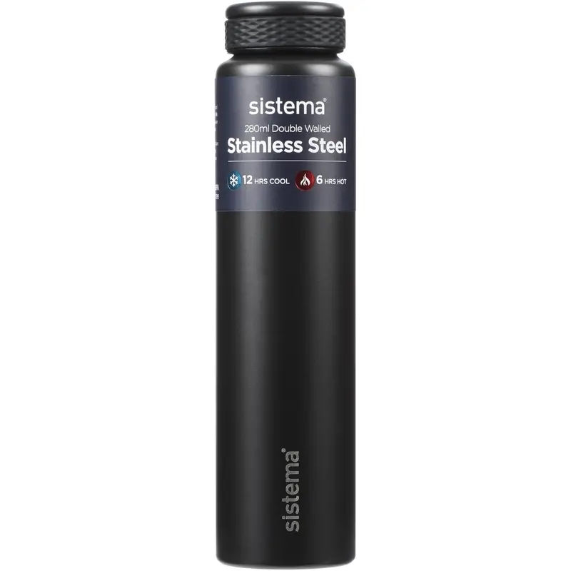 Sistema Black Stainless Steel Water Bottle 280 Ml 1