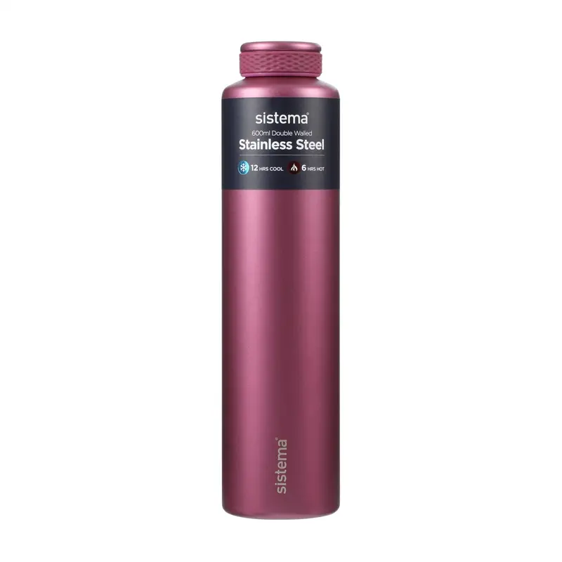 Sistema Fig Purple Stainless Steel Water Bottle 600 Ml 1