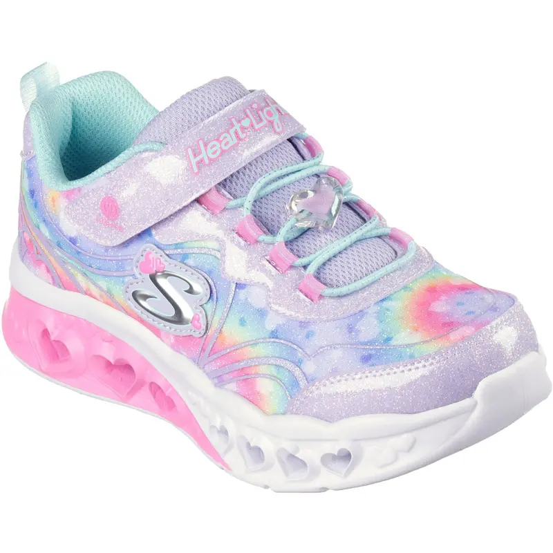 Skechers Purple Flutter Heart Lights Groovy Swirl 1
