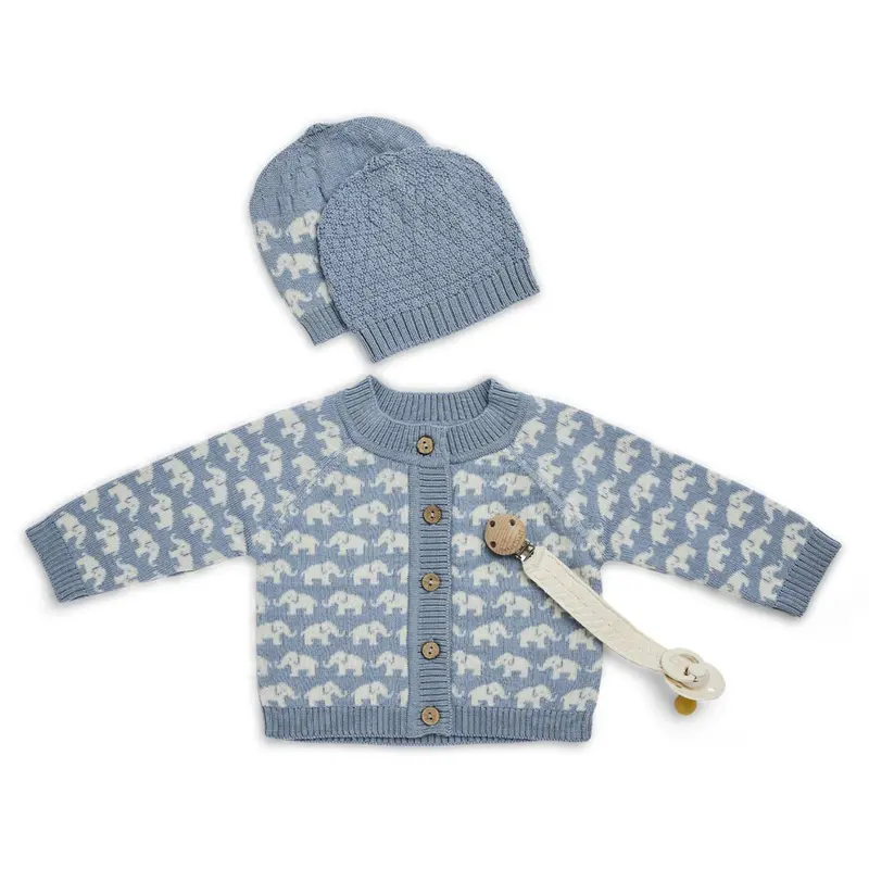 Smallstuff Blue Cardigan Ao Elephants Merino Wool 2
