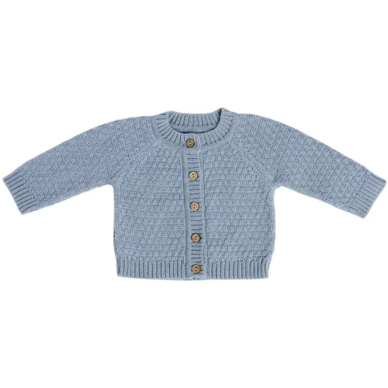 Smallstuff Blue Cardigan Square Knit Merino Wool 1