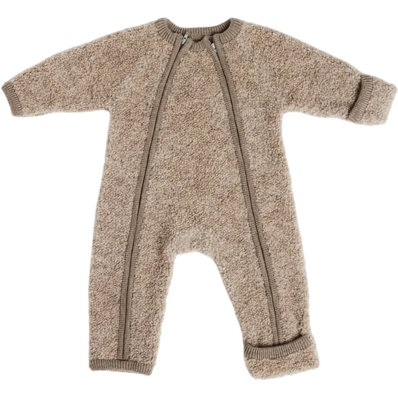 Smallstuff Natur Melange Jumpsuit With Zipper Bouclé Merino Wool 1