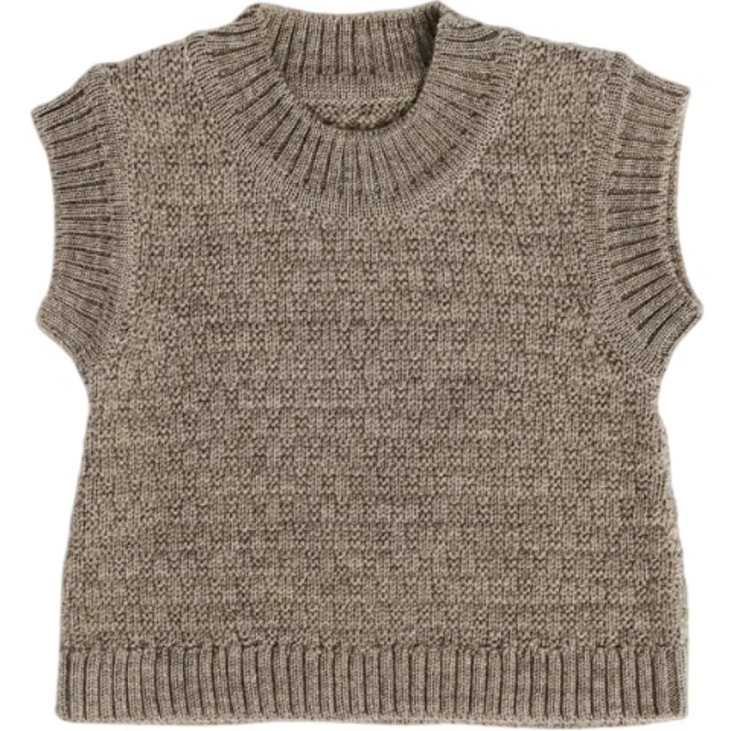 Smallstuff Nature Melange Vest Square Knit Merino Wool 1
