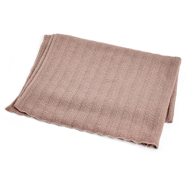 Smallstuff Powder Baby Blanket Fishbone Knit 1