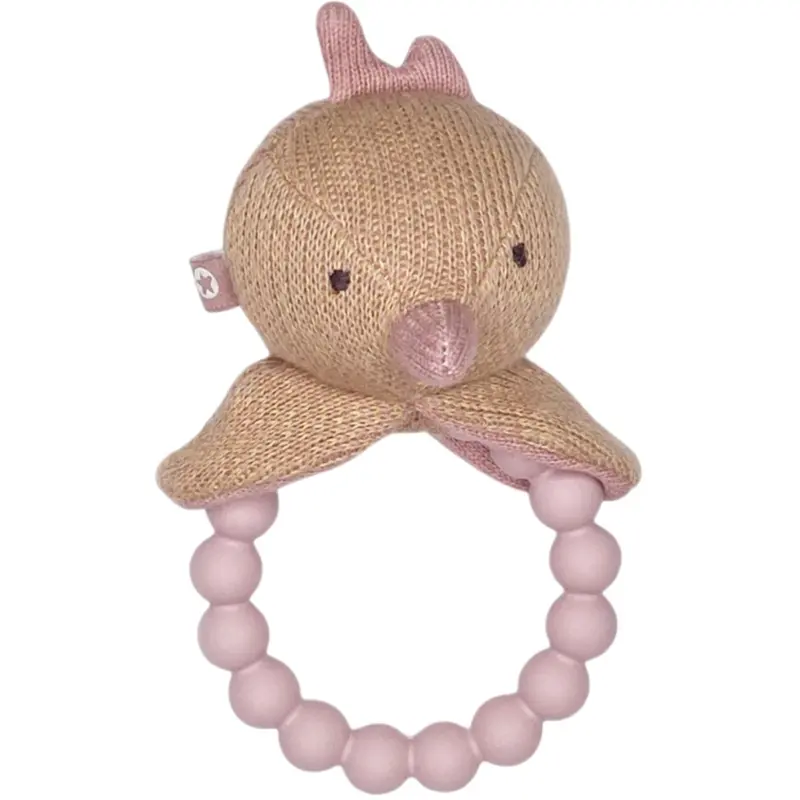 Smallstuff Rose Curry Knitted Rattle With Silicone Ring Bird 1
