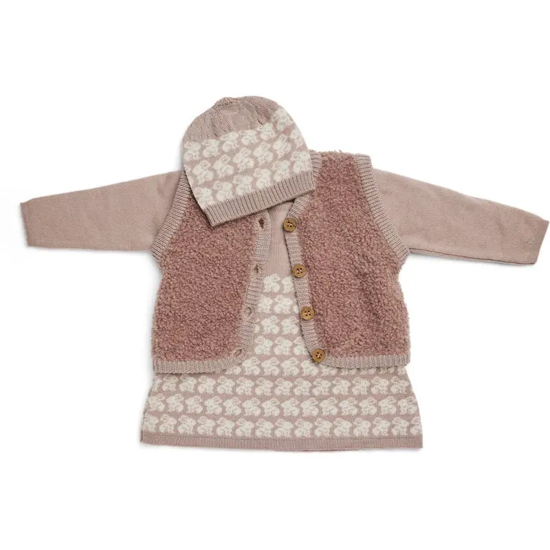 Smallstuff Rose Vest With Buttons Bouclé Merino Wool 1