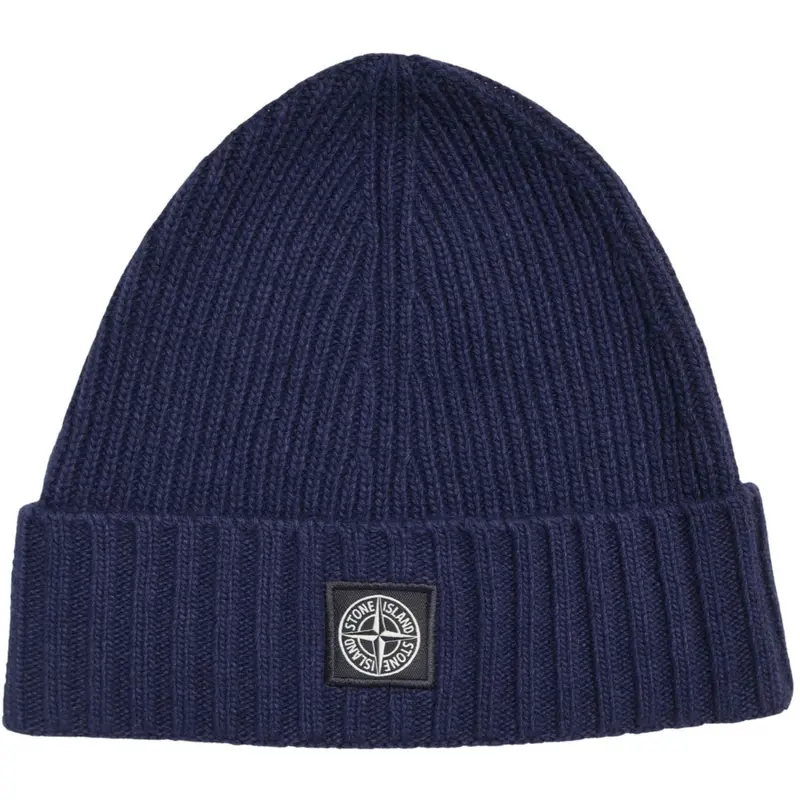 Stone Island Navy Blue Beanie 1