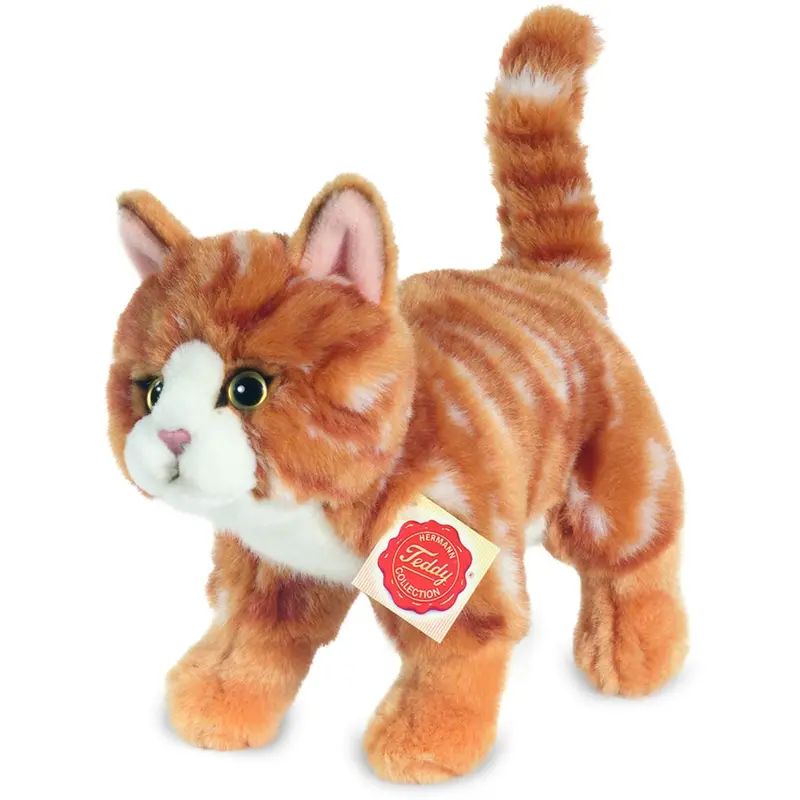 Teddy Hermann Upright Cat Red Striped 20 Cm 1
