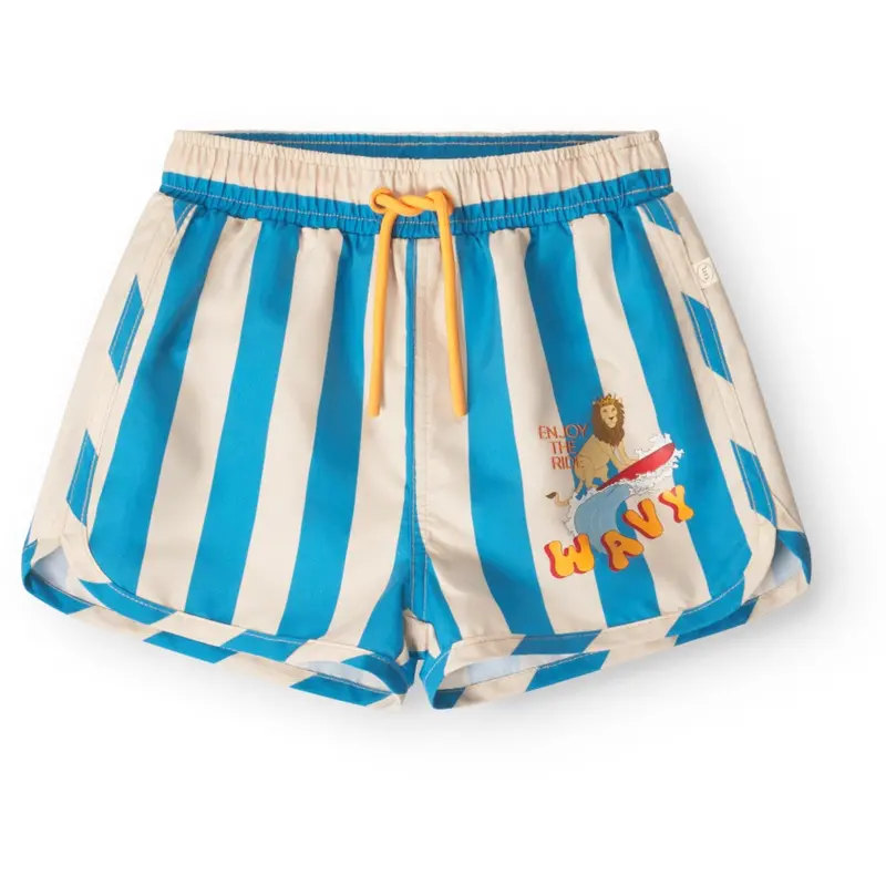 That's Mine Block Stripe Blue Lai Swim Shorts 1
