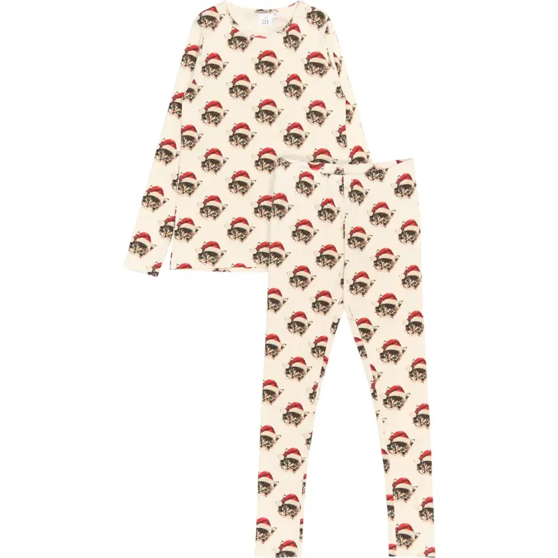 The New Gardenia Cat Aop Holiday Adult Rib Night Set 1
