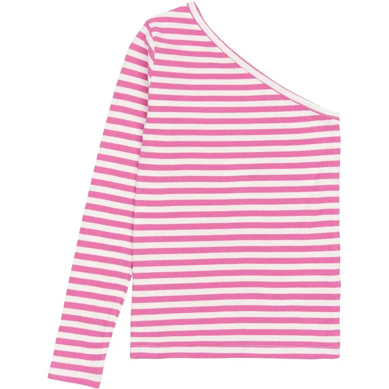 The New Ibis Rose Striped Tnmoore One Shoulder Rib Tee 1