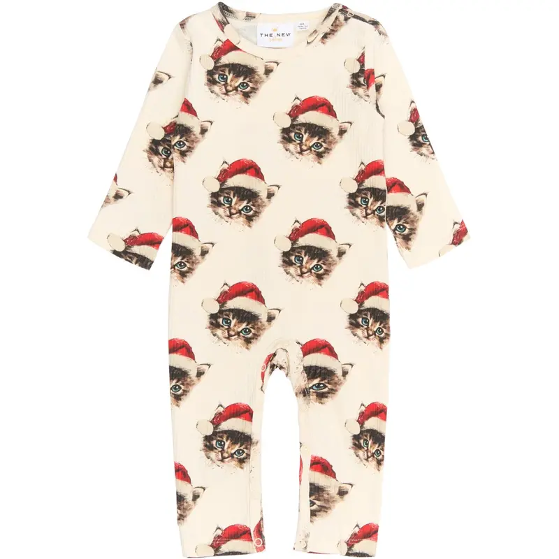 The New Siblings Gardenia Cat Aop Holiday L_S Rib Jumpsuit 1