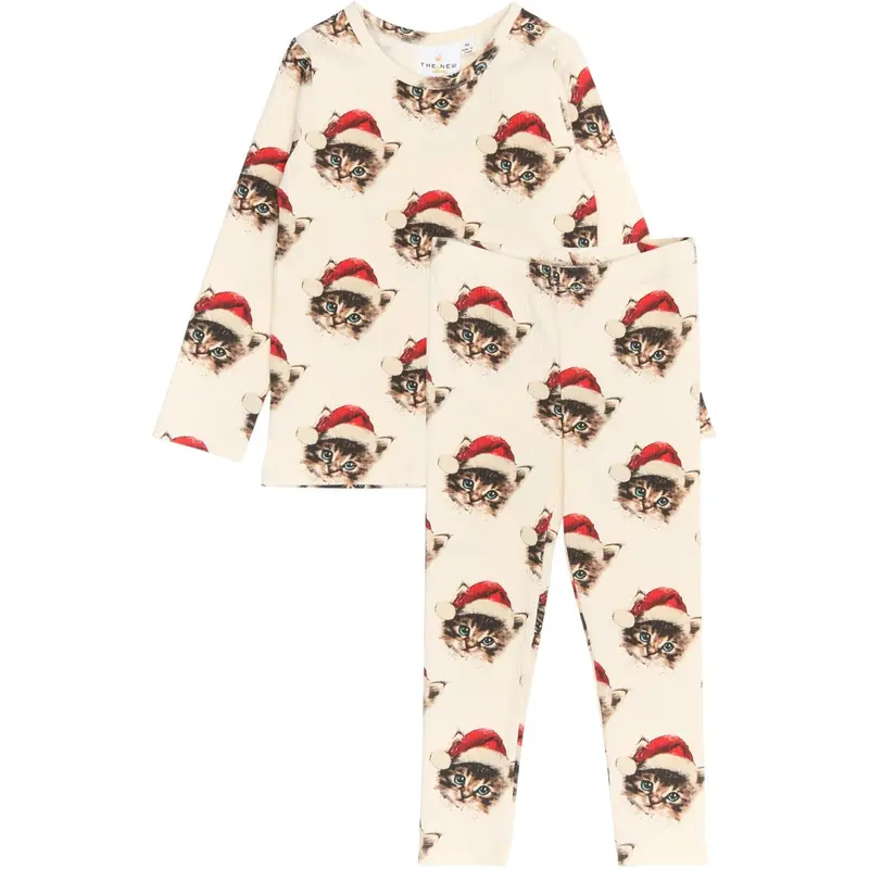 The New Siblings Gardenia Cat Aop Holiday Rib Night Set 1