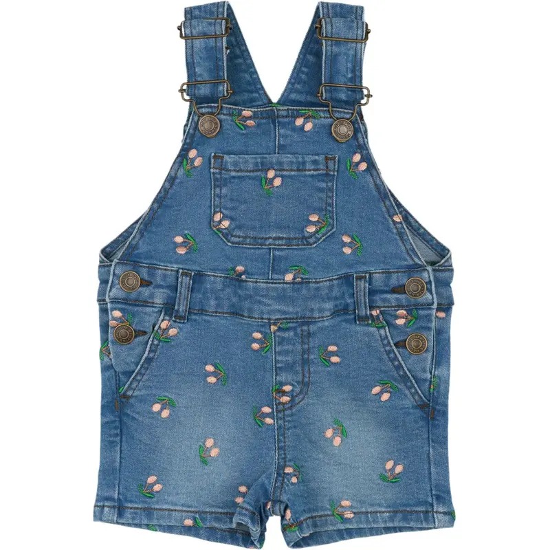 The New Siblings Light Blue Denim Embroidery Ovia Short Denim Dungarees 1