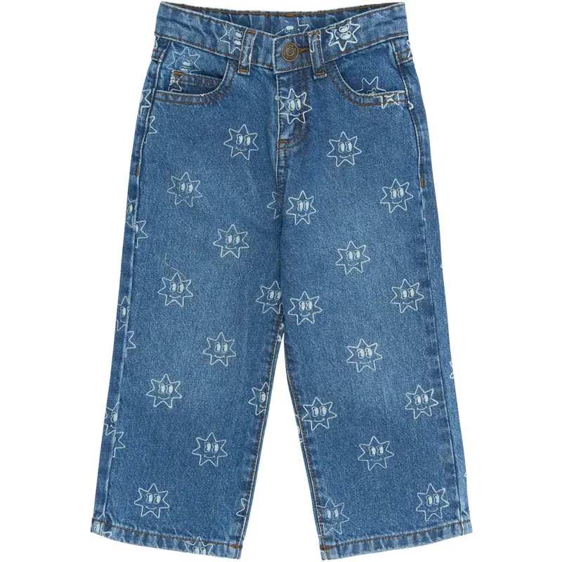 The New Siblings Medium Blue Denim Aop Ripley Wide Jeans 1