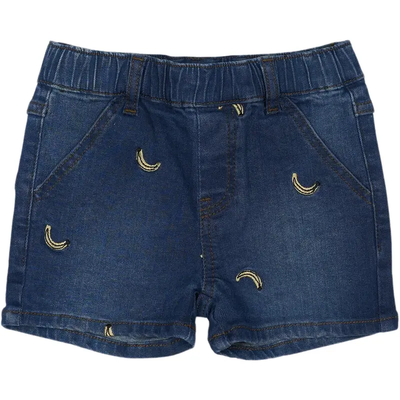 The New Siblings Medium Blue Denim Embroidery Otis Denim Shorts 1