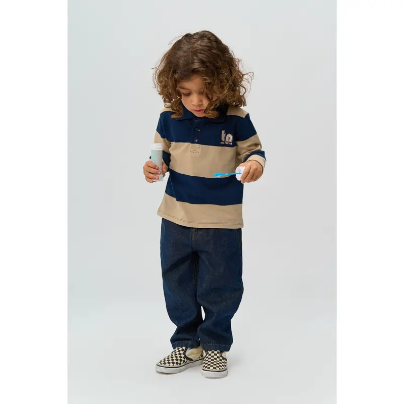 The New Siblings Navy Blazer Striped Rinon L_S Pique Polo 3