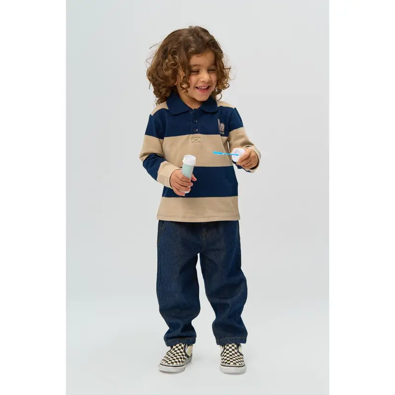 The New Siblings Navy Blazer Striped Rinon L_S Pique Polo 4