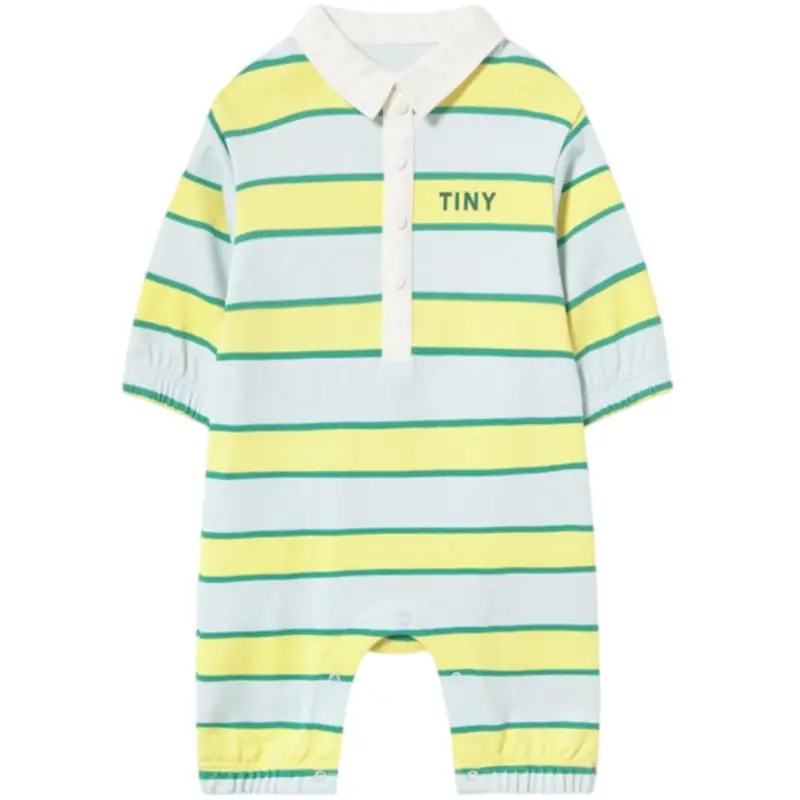 Tinycottons Ice Blue Retro Stripes Polo One-Piece 1