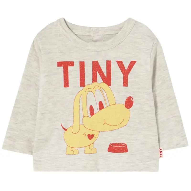 Tinycottons Light Cream Heather Puppy Graphic Baby T-Shirt 1