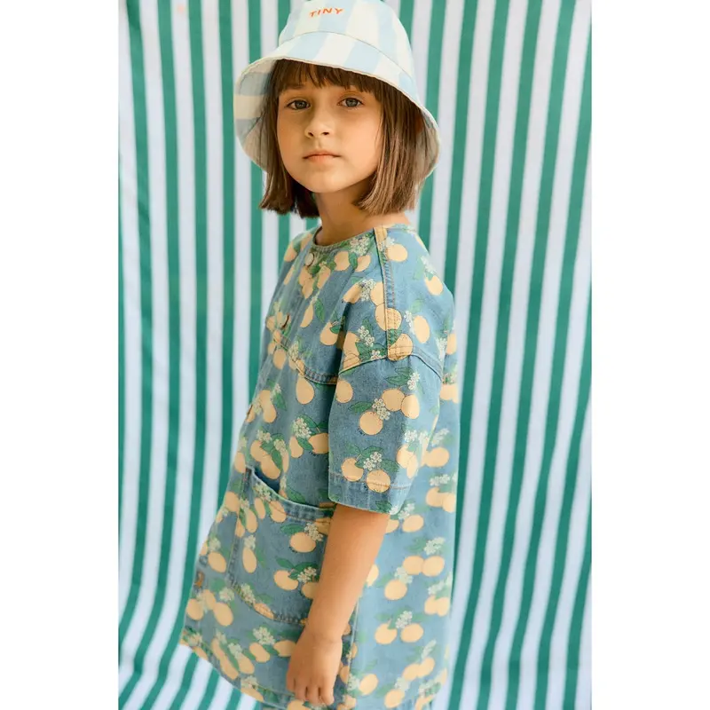 Tinycottons Light Wash Denim Oranges Denim Dress 1