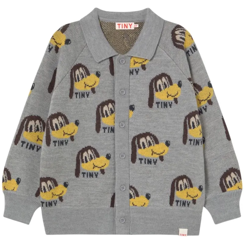 Tinycottons Medium Grey Heather Dogs Cardigan 1
