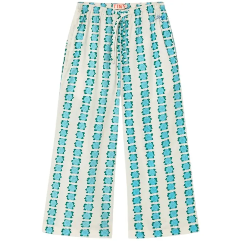 Tinycottons Off-White Blue Flowers Pant 1
