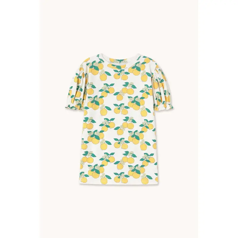 Tinycottons Off-White Oranges Puff Sleeve Dress 1