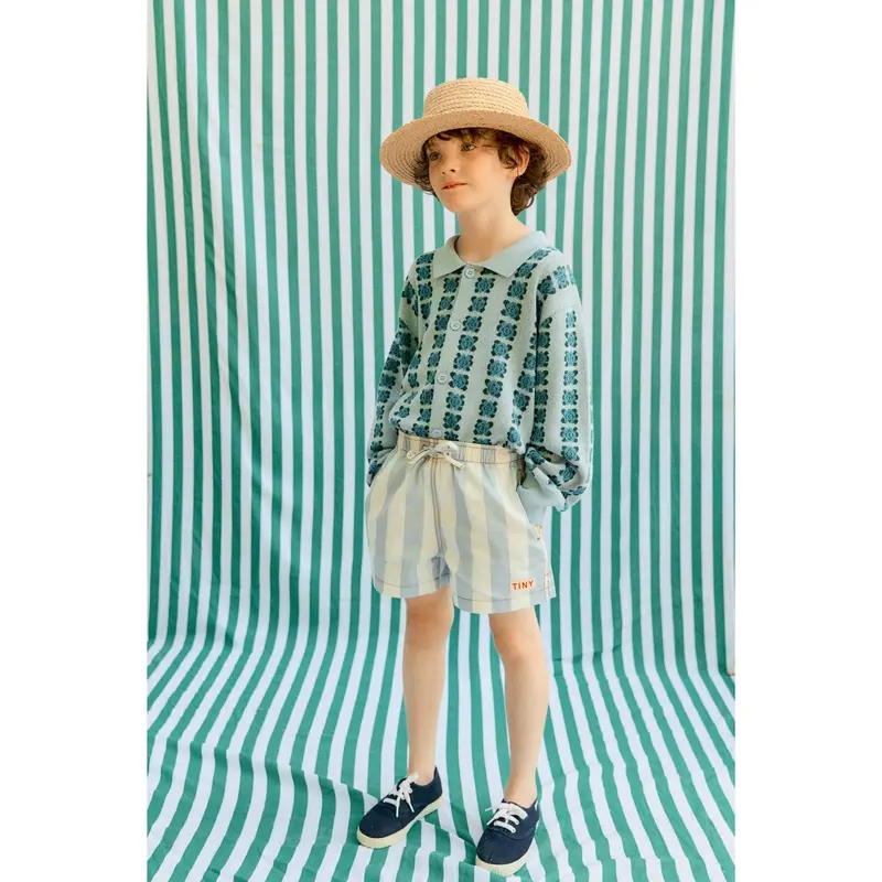 Tinycottons Washed Blue Stripes Twill Shorts 1
