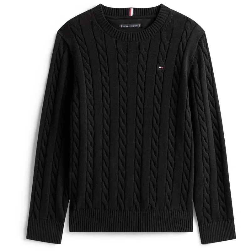 Tommy Hilfiger Black Cotton Cable Sweater 1