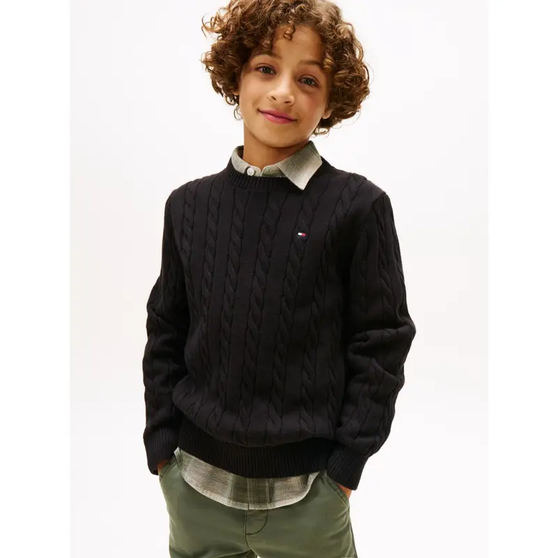Tommy Hilfiger Black Cotton Cable Sweater 2