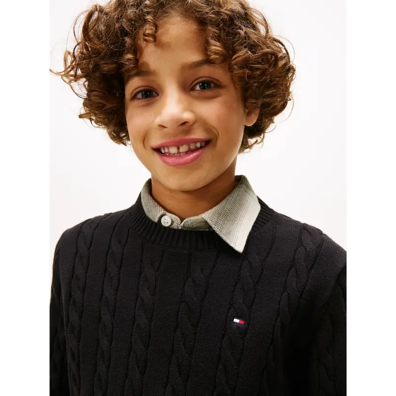 Tommy Hilfiger Black Cotton Cable Sweater 8