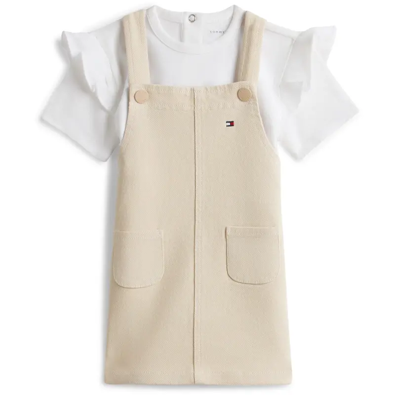 Tommy Hilfiger Classic Beige Dungaree Dress Set 1