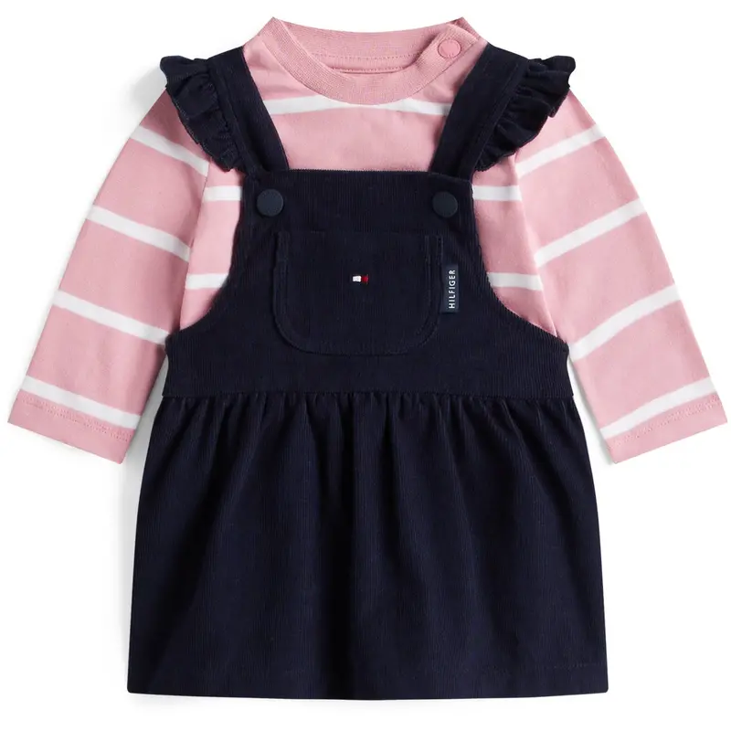 Tommy Hilfiger Dark Night Navy Baby Cord Dungaree Dress Set 1