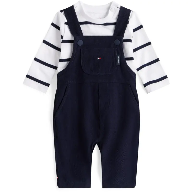 Tommy Hilfiger Dark Night Navy Baby Cord Dungaree Set 1