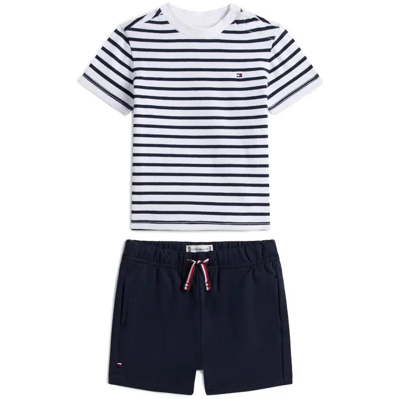 Tommy Hilfiger Dark Night Navy Essential Stripe Tee + Short Set 1
