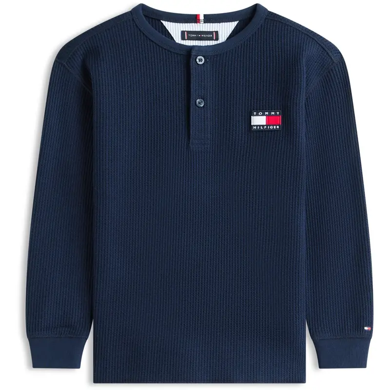 Tommy Hilfiger Dark Night Navy Heritage Henley Waffle Tee Ls 1