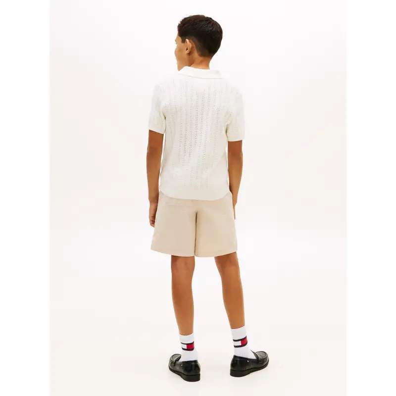 Tommy Hilfiger Ivory Silk Open Stitch Polo Sweater Ss 5