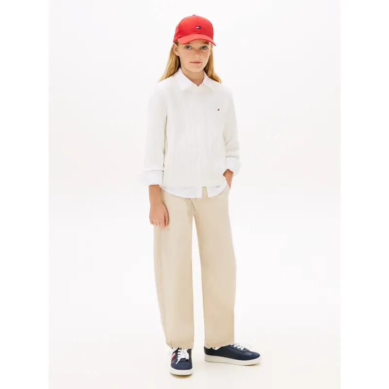 Tommy Hilfiger Ivory Silk Pointelle Cable Sweater 2