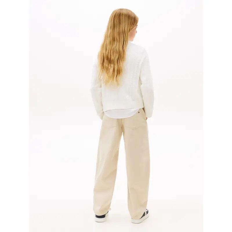 Tommy Hilfiger Ivory Silk Pointelle Cable Sweater 5