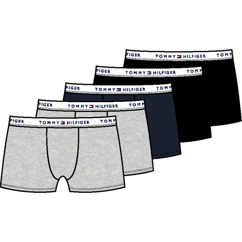 Tommy Hilfiger L Gry Heather/Navy/Black 5 Pk Trunk 1