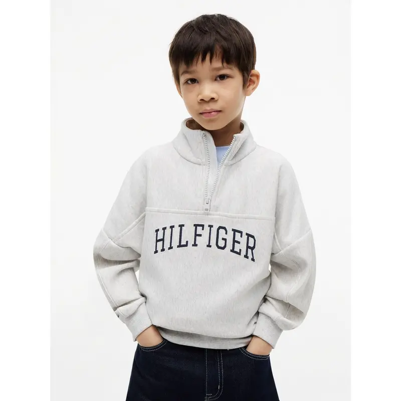 Tommy Hilfiger Light Grey Heather Hilfiger Varsity Zip Sweatshirt 1