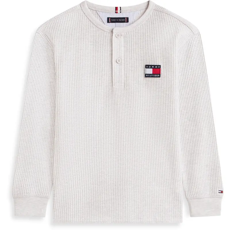 Tommy Hilfiger Mid Grey Heather Heritage Henley Waffle Tee Ls 1