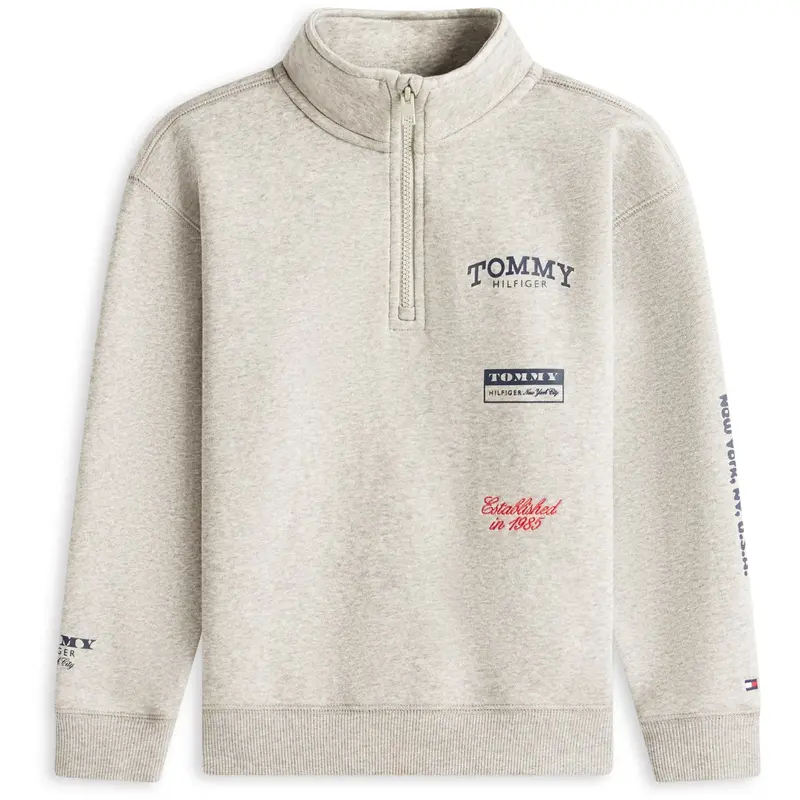 Tommy Hilfiger Mid Grey Heather Multi Print Half Zip Sweatshirt 1